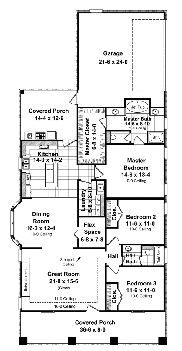 House Plan Design - Craftsman Floor Plan - Main Floor Plan #21-421