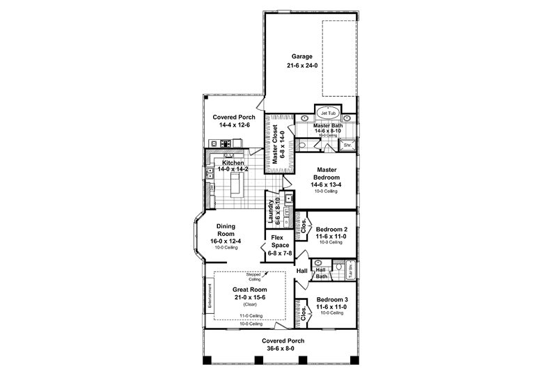 Home Plan - Floor Plan - Main Floor for Craftsman House Plan #21-421 - 3 bed, 2 bath