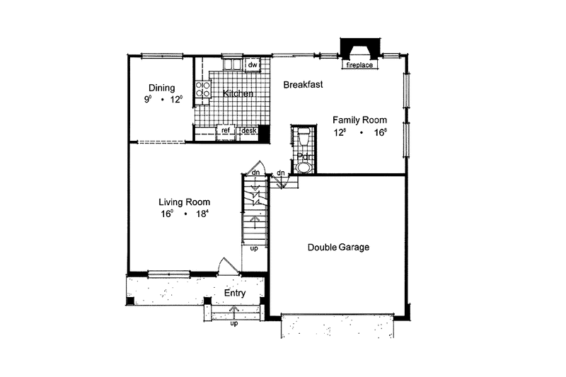 Home Plan - Floor Plan - Main Floor for Colonial House Plan #417-726 - 3 bed, 2.5 bath