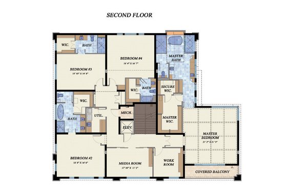 Floor Plan - Upper Floor for Beach House Plan #548-12 - 4 bed, 4.5 bath