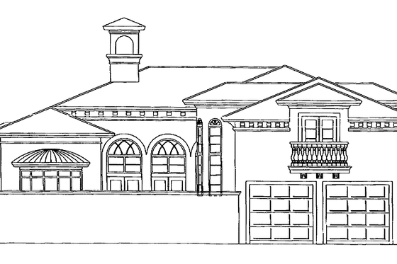 Exterior - Rear Elevation for Mediterranean House Plan #930-279 - 3 bed, 2.5 bath