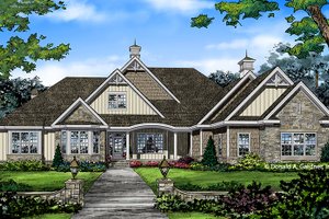 Exterior - Front Elevation 3 for European House Plan #929-1020 - 5 bed, 4 bath