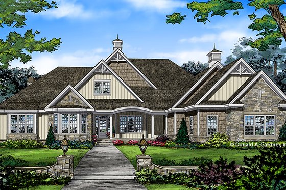 Exterior - Front Elevation 3 for European House Plan #929-1020 - 5 bed, 4 bath