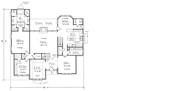 House Blueprint - European Floor Plan - Main Floor Plan #974-11