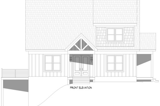 Exterior - Front Elevation 3 for Prairie House Plan #932-1008 - 4 bed, 3.5 bath