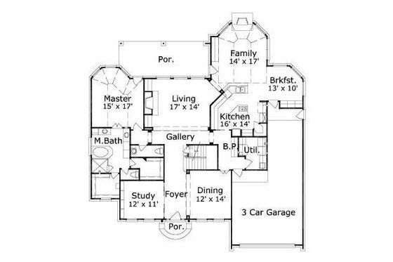 Floor Plan - Main Floor for Colonial House Plan #411-770 - 4 bed, 3.5 bath