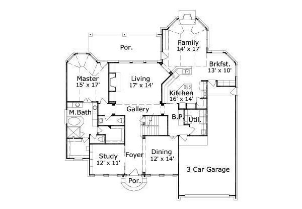 Floor Plan - Main Floor for Colonial House Plan #411-770 - 4 bed, 3.5 bath