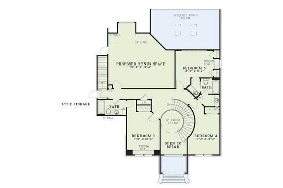 Floor Plan - Upper Floor for Traditional House Plan #17-2899 - 5 bed, 5 bath