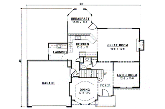 Floor Plan - Main Floor for Traditional House Plan #67-528 - 4 bed, 3.5 bath