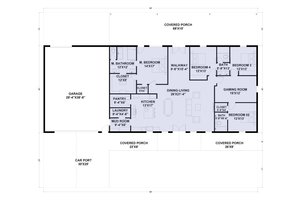 Floor Plan - Main Floor for Barndominium House Plan #1107-9 - 4 bed, 3 bath