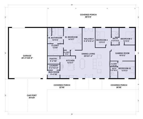 Barndominium Floor Plan - Main Floor Plan #1107-9