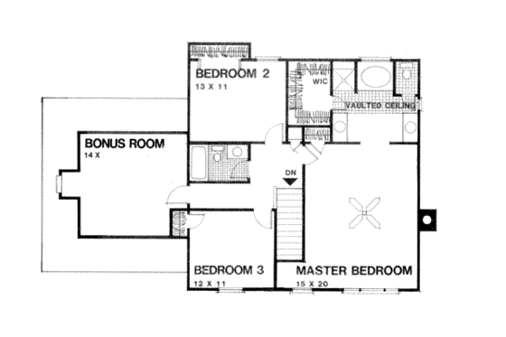 Floor Plan - Upper Floor for European House Plan #56-171 - 5 bed, 3 bath
