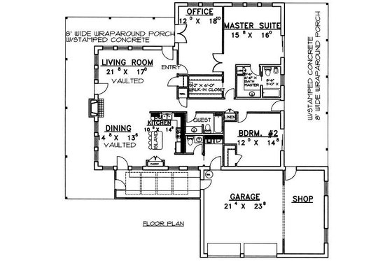 Floor Plan - Main Floor for Country House Plan #117-266 - 3 bed, 2 bath
