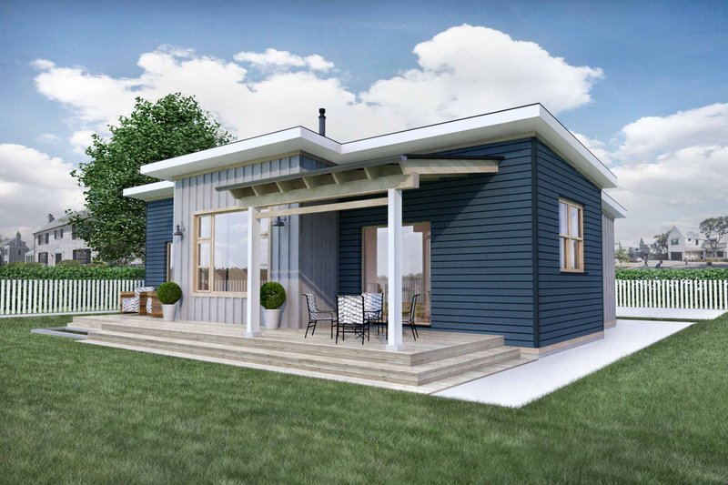 Architectural House Design - Exterior - Rear Elevation 1 for Modern House Plan #924-10 - 2 bed, 1 bath