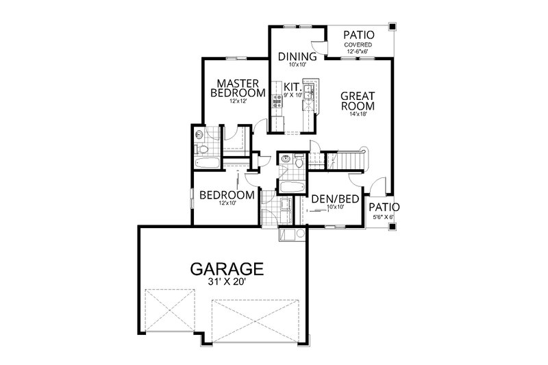 House Design - Floor Plan - Main Floor for Craftsman House Plan #112-270 - 4 bed, 2 bath