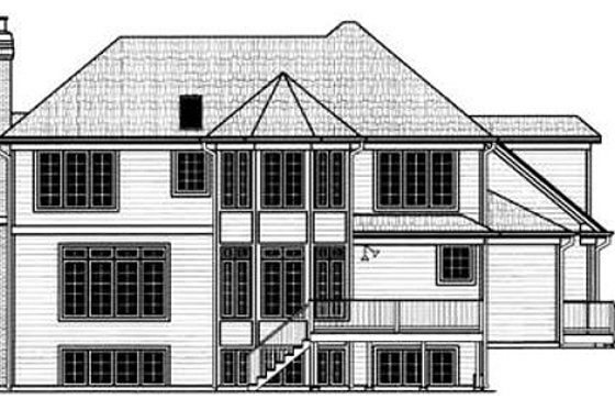 Exterior - Rear Elevation for European House Plan #9-109 - 3 bed, 2.5 bath