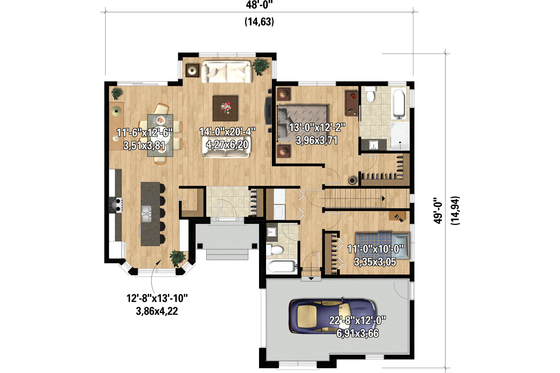 Floor Plan - Main Floor for Traditional House Plan #25-4944 - 2 bed, 2 bath