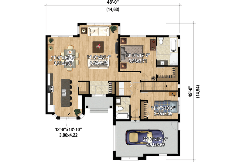 House Blueprint - Floor Plan - Main Floor for Traditional House Plan #25-4944 - 2 bed, 2 bath