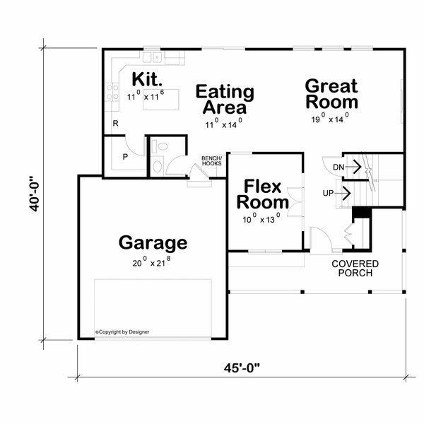 Dream House Plan - Floor Plan - Main Floor for Farmhouse House Plan #20-2652 - 4 bed, 2.5 bath