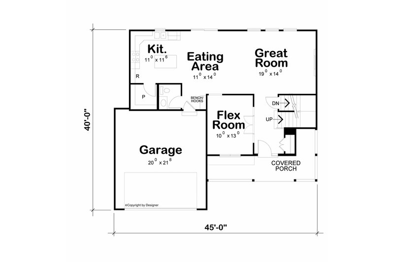 Dream House Plan - Floor Plan - Main Floor for Farmhouse House Plan #20-2652 - 4 bed, 2.5 bath