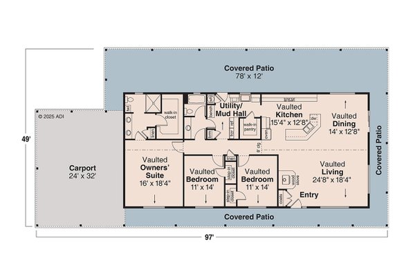 Architectural House Design - Ranch Floor Plan - Main Floor Plan #124-965
