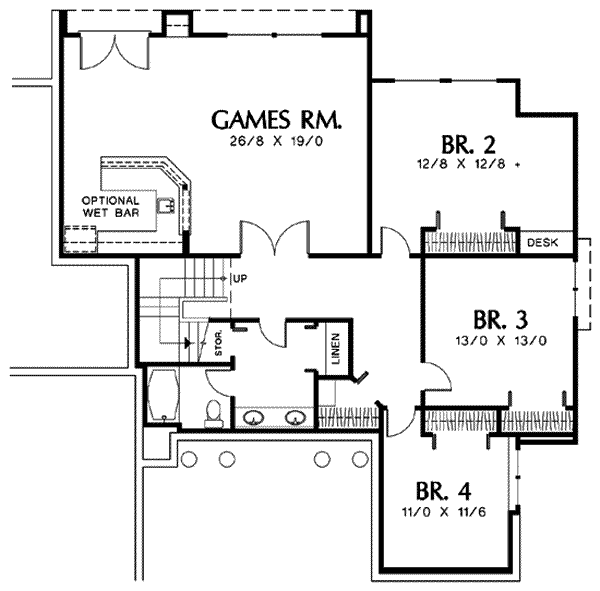 House Plan Design - Mediterranean Floor Plan - Lower Floor Plan #48-231
