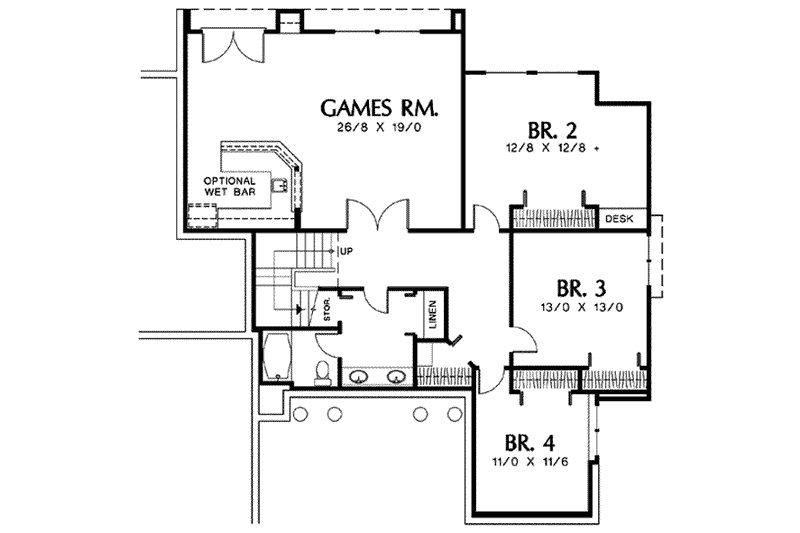Home Plan - Floor Plan - Lower Floor for Mediterranean House Plan #48-231 - 4 bed, 3.5 bath