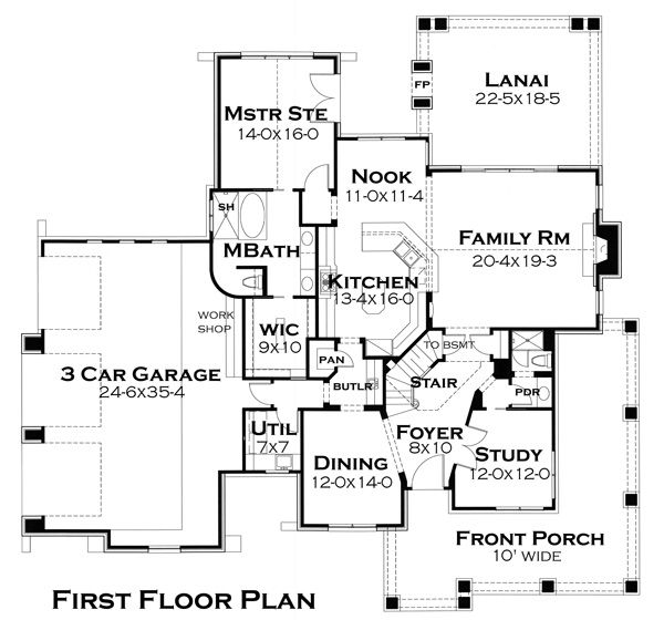 Architectural House Design - Craftsman Floor Plan - Main Floor Plan #120-179