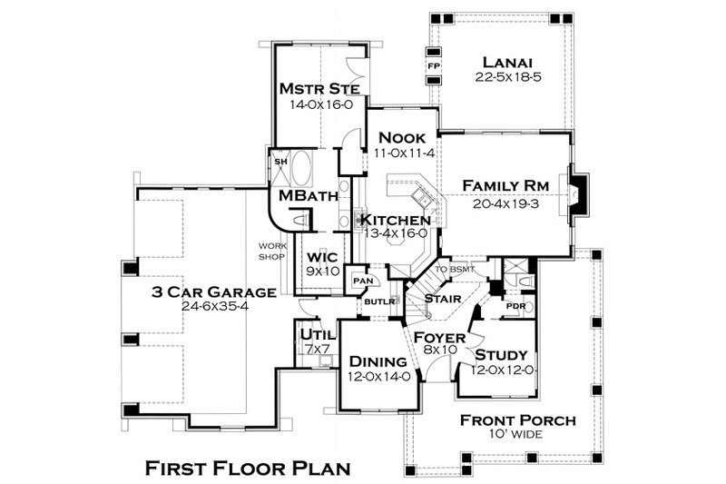 Architectural House Design - Floor Plan - Main Floor for Craftsman House Plan #120-179 - 3 bed, 3 bath