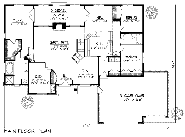 Traditional Floor Plan - Main Floor Plan #70-355