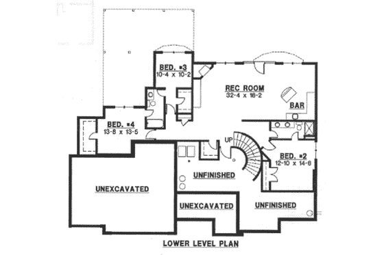 Floor Plan - Lower Floor for Mediterranean House Plan #67-763 - 4 bed, 3.5 bath