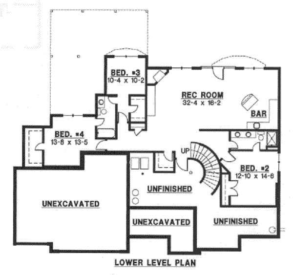 Mediterranean Floor Plan - Lower Floor Plan #67-763