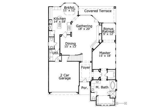 Floor Plan - Main Floor for European House Plan #411-859 - 4 bed, 3.5 bath