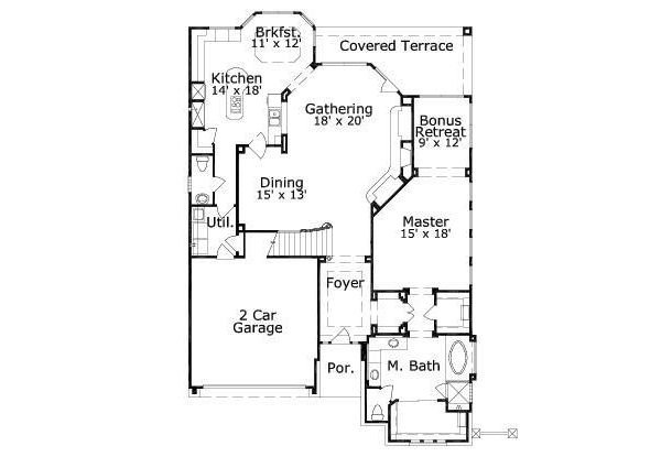Floor Plan - Main Floor for European House Plan #411-859 - 4 bed, 3.5 bath