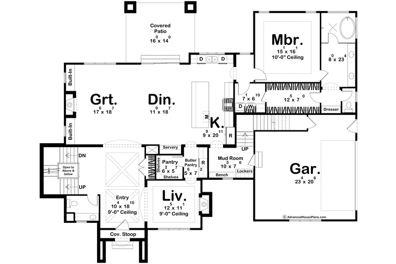 House Blueprint - Floor Plan - Main Floor for Modern House Plan #455-532 - 4 bed, 4.5 bath