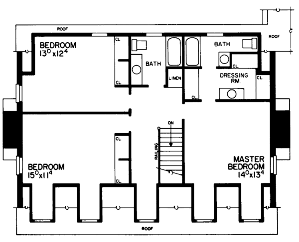 House Blueprint - Colonial Floor Plan - Upper Floor Plan #72-694