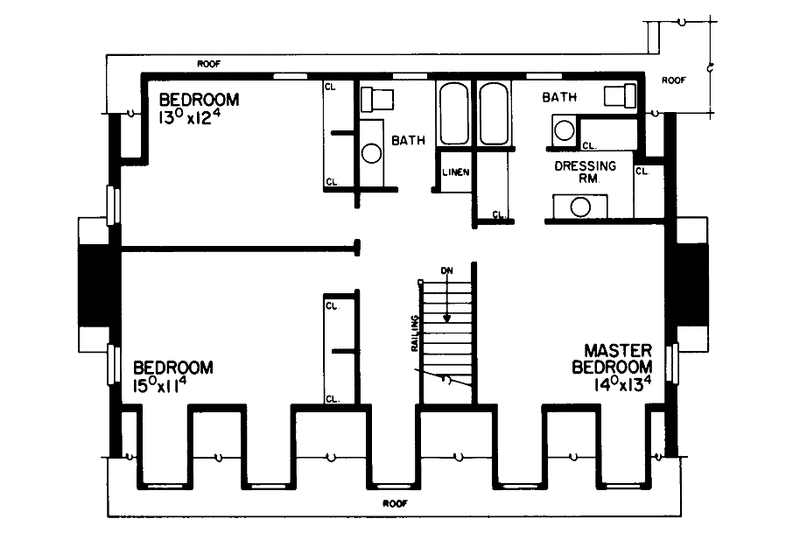 Architectural House Design - Floor Plan - Upper Floor for Colonial House Plan #72-694 - 3 bed, 2 bath