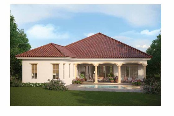 Exterior - Rear Elevation for Mediterranean House Plan #938-24 - 3 bed, 2.5 bath