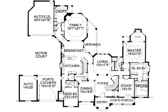 Floor Plan - Main Floor for European House Plan #141-159 - 5 bed, 5 bath
