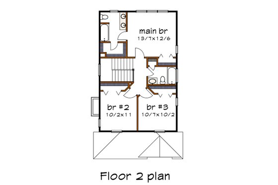 Floor Plan - Upper Floor for Farmhouse House Plan #79-196 - 3 bed, 2.5 bath