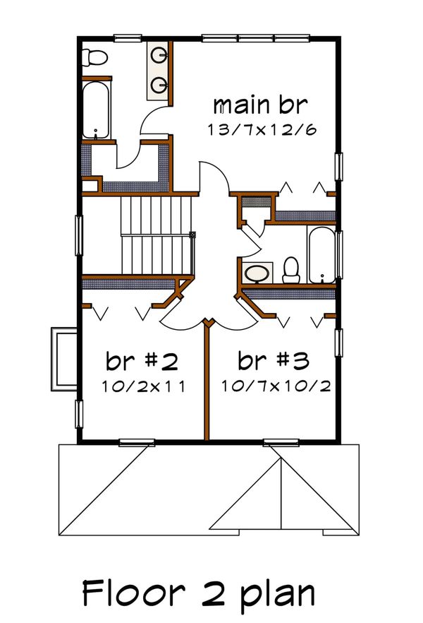 Southern Floor Plan - Upper Floor Plan #79-196