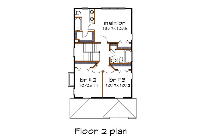 Home Plan - Floor Plan - Upper Floor for Farmhouse House Plan #79-196 - 3 bed, 2.5 bath