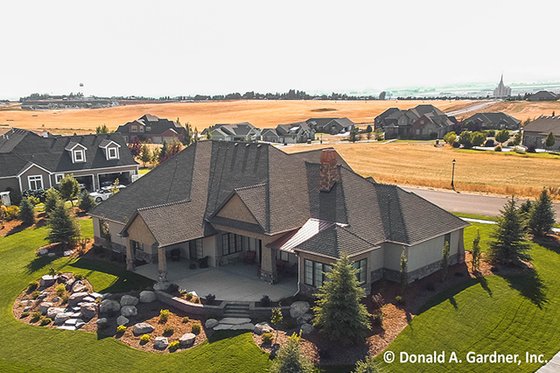 Exterior - Rear Elevation for European House Plan #929-1008 - 5 bed, 5 bath