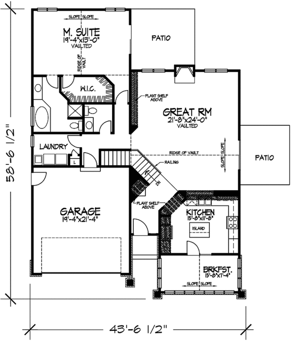 House Plan Design - Craftsman Floor Plan - Main Floor Plan #320-1434