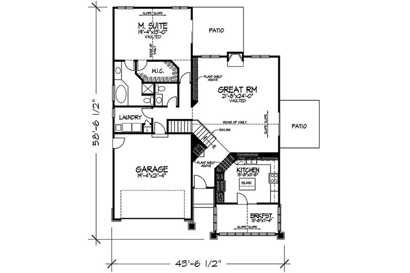 Dream House Plan - Floor Plan - Main Floor for Craftsman House Plan #320-1434 - 4 bed, 2.5 bath