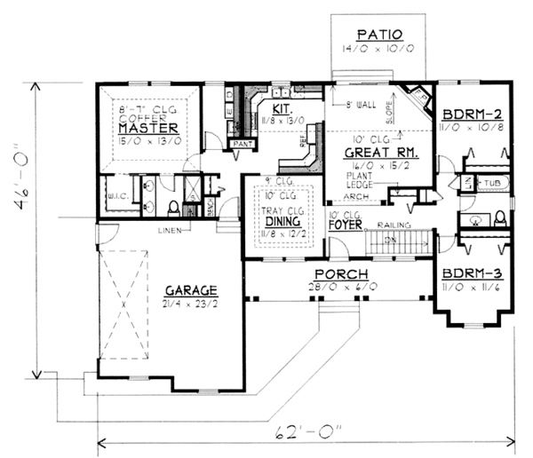 House Plan Design - Country Floor Plan - Main Floor Plan #1037-41