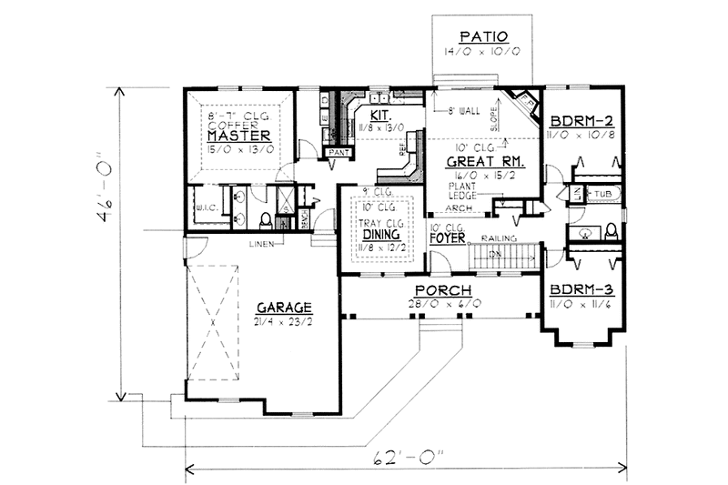 Home Plan - Floor Plan - Main Floor for Country House Plan #1037-41 - 3 bed, 2 bath