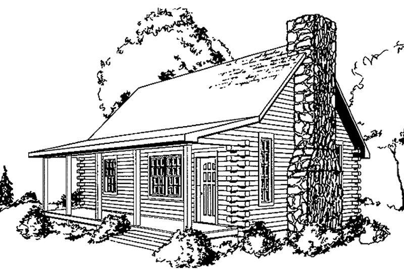 House Design - Log Exterior - Front Elevation Plan #964-2