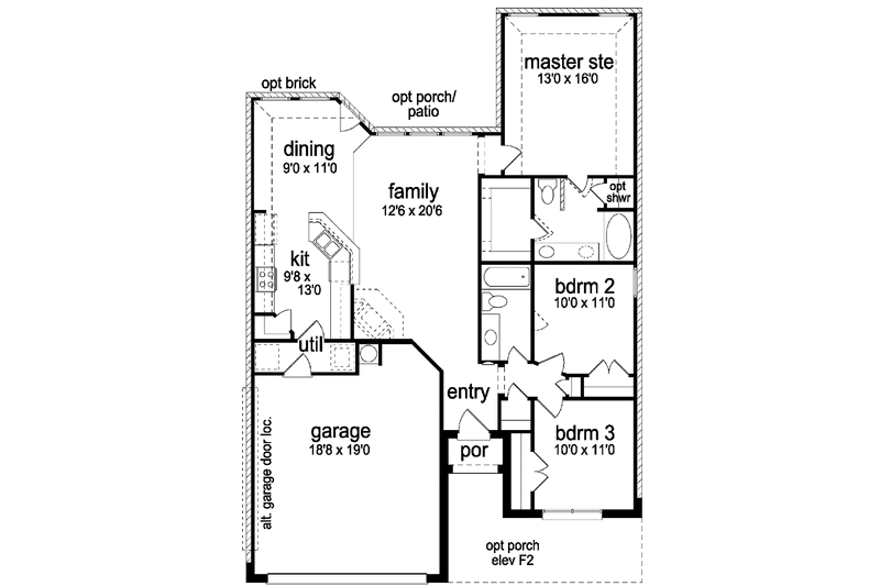 Home Plan - Floor Plan - Main Floor for Country House Plan #84-650 - 3 bed, 2 bath
