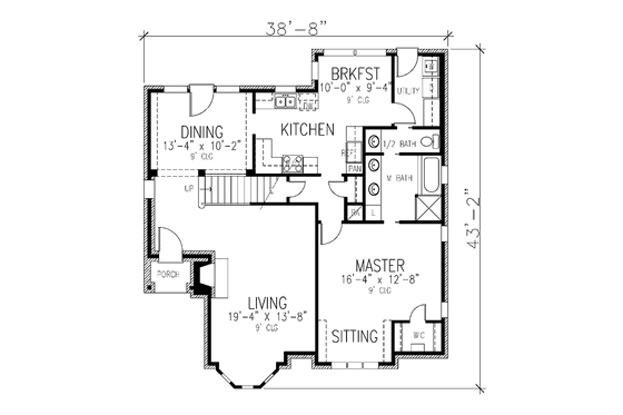 Floor Plan - Main Floor for European House Plan #410-3582 - 3 bed, 2.5 bath